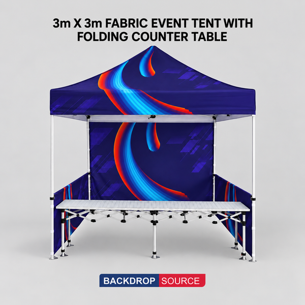 3m x 3m Custom Event Tent with Folding Counter Table