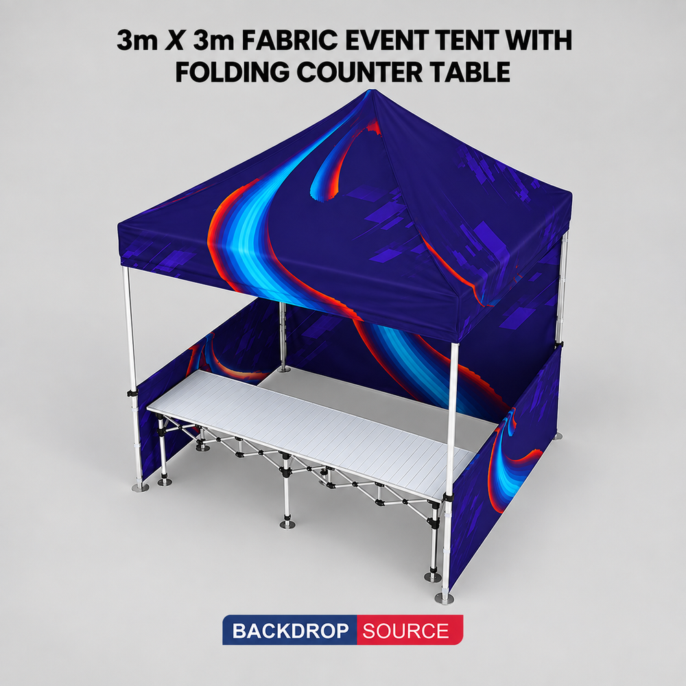 3m x 3m Custom Event Tent with Folding Counter Table