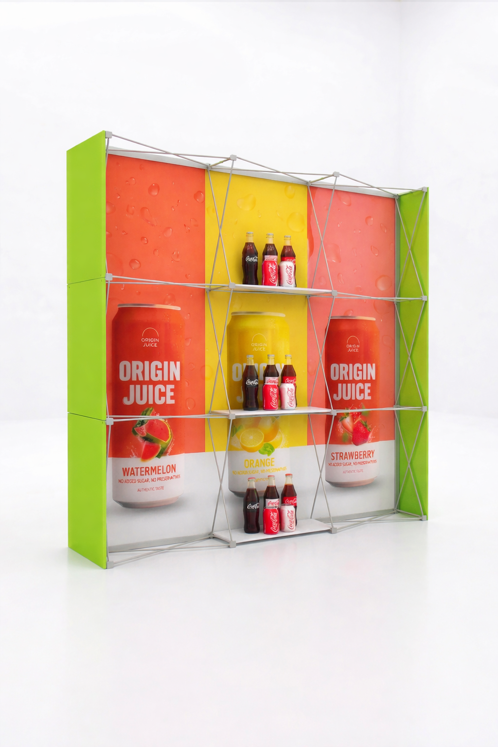 Portable Pop-Up Display Wall with Shelving (Dual-Side Print)