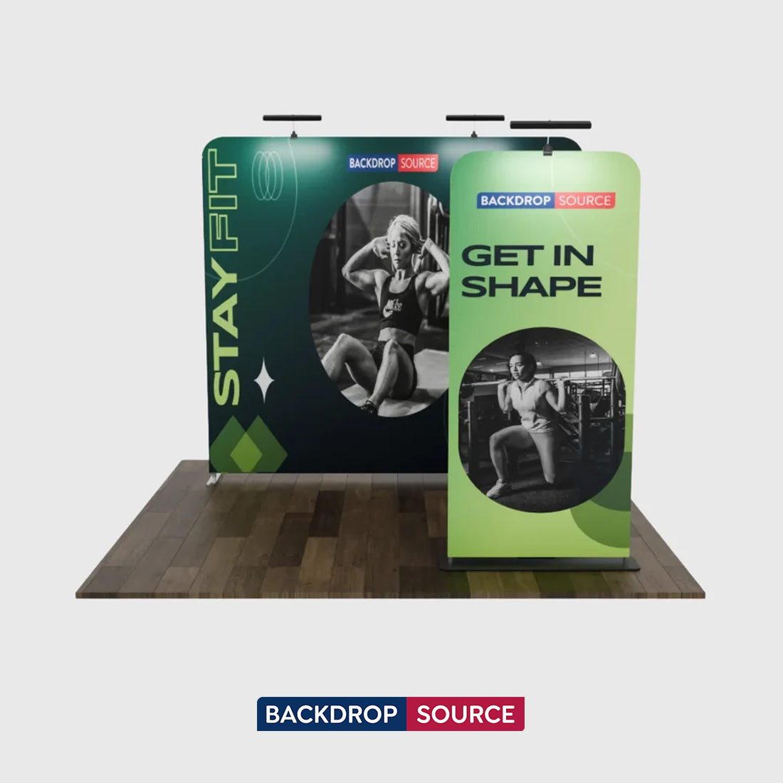 EZ Exhibit Essentials: 3m x 3m Booth Kit with Backwall and Banner Stand