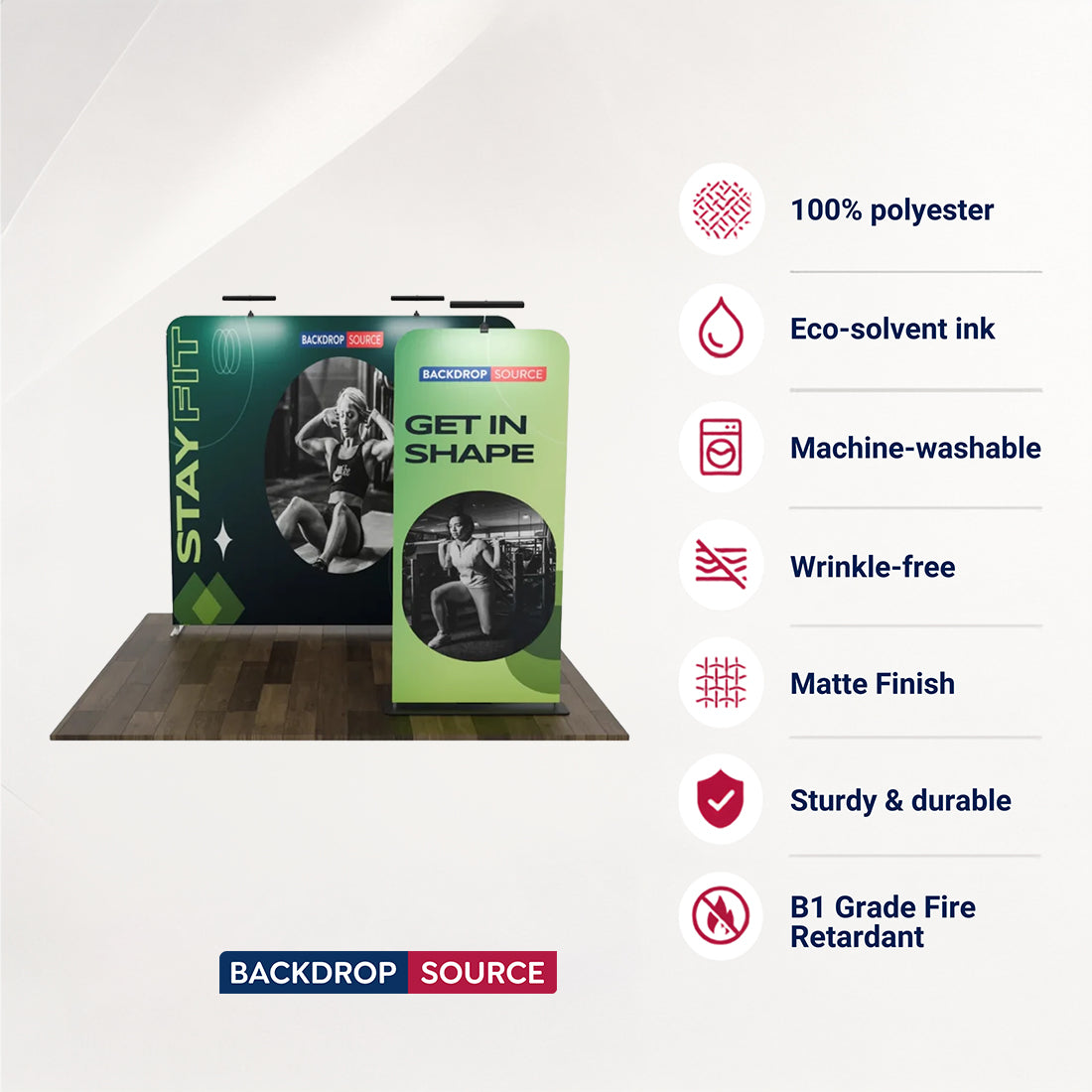 EZ Exhibit Essentials: 3m x 3m Booth Kit with Backwall and Banner Stand