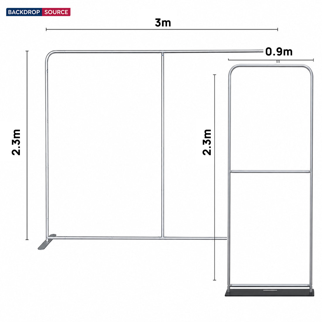 EZ Exhibit Essentials: 3m x 3m Booth Kit with Backwall and Banner Stand
