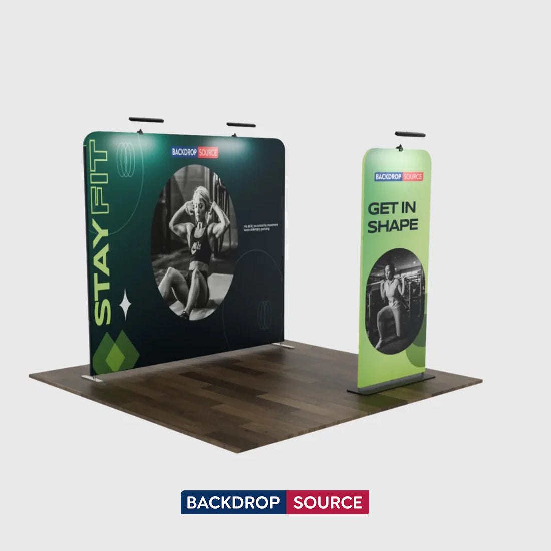 EZ Exhibit Essentials: 3m x 3m Booth Kit with Backwall and Banner Stand
