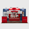 6x3m Booth Kit with Curved Centre Wall & Straight Side Walls