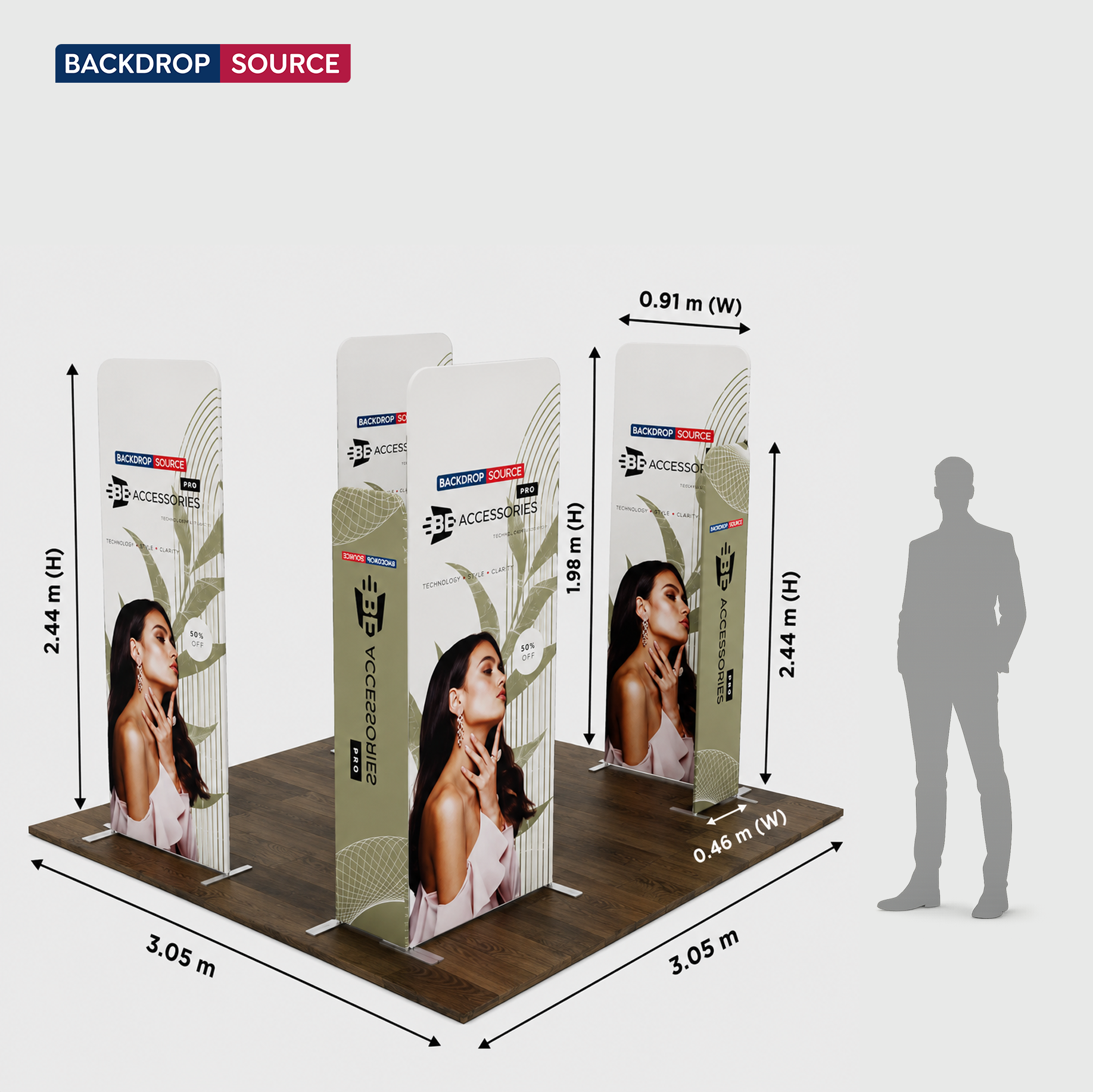 Magnetic Fabric Booth Display - Model 4 (3m x 3m)