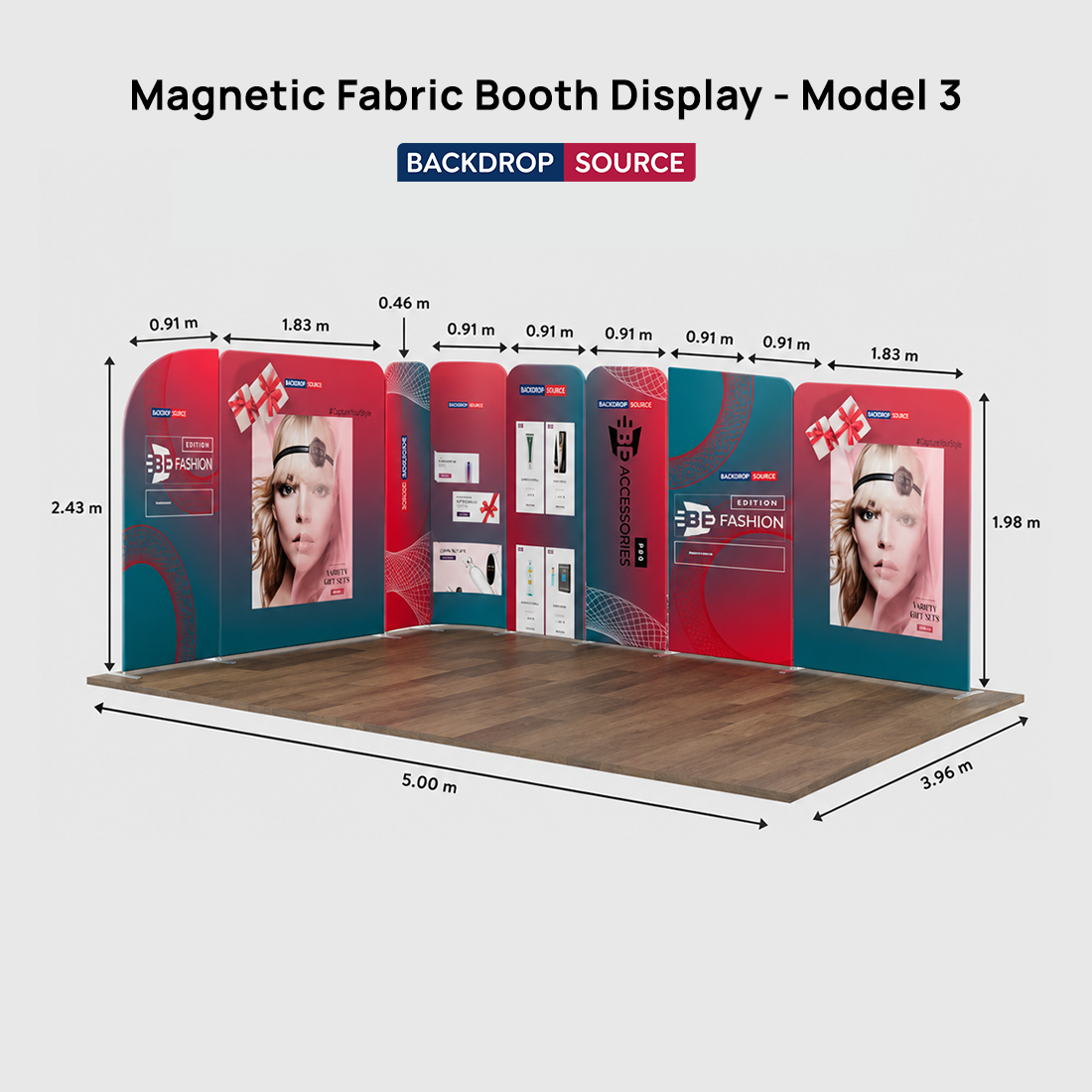 Magnetic Fabric Booth Display - Model 3 (5m x 4m)