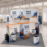 6x6m Gallery Booth with Entry Arch Towers, TV Mounts & Counters