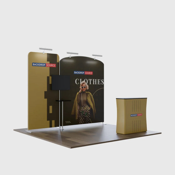 3x3m Booth Kit with Sloped & Straight Walls, Counter & TV Mount