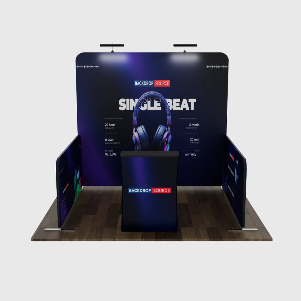 3x3m Booth Kit with Backwall, 2 Side Walls & Counter