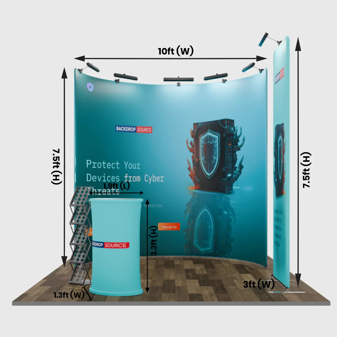 Modular U Shaped Exhibition Kit for 3m Wide Booths