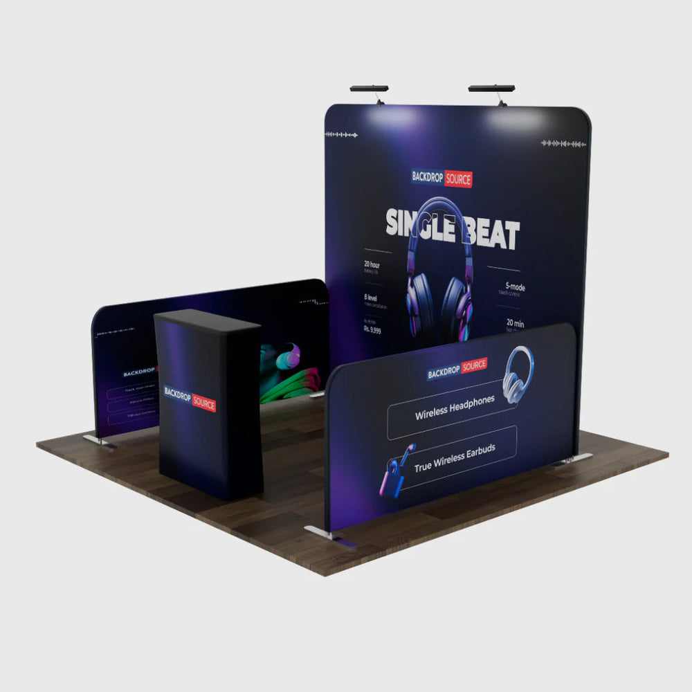 3x3m Booth Kit with Backwall, 2 Side Walls & Counter