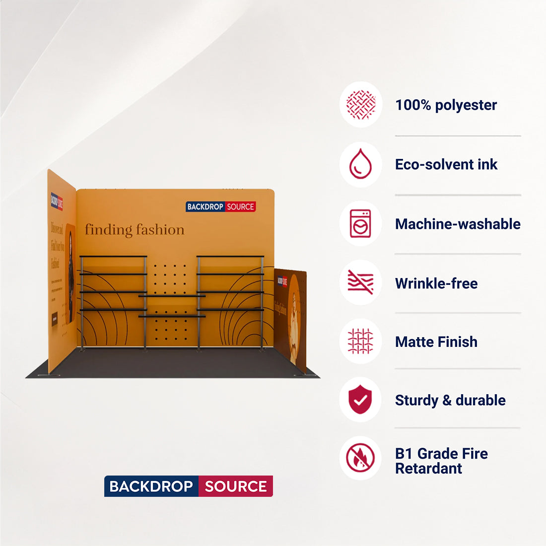 3x3m Corner Booth Kit with Back & Side Walls & 10 Shelves