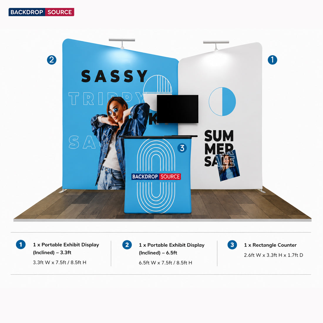 3x3m Twin Inclined Wall Booth Kit
