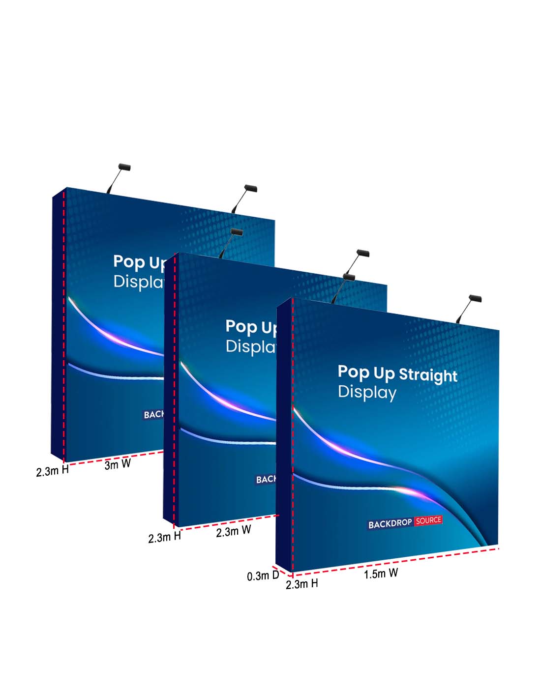 طقم حائط خلفي مستقيم منبثق مع مصابيح تثبيت