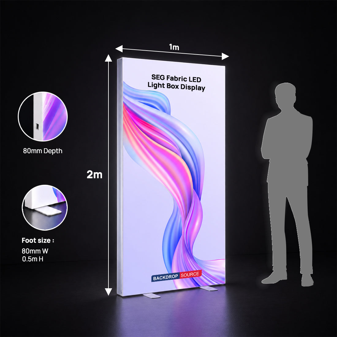 SEG Fabric LED Light Box - 0.85m W x 2m H