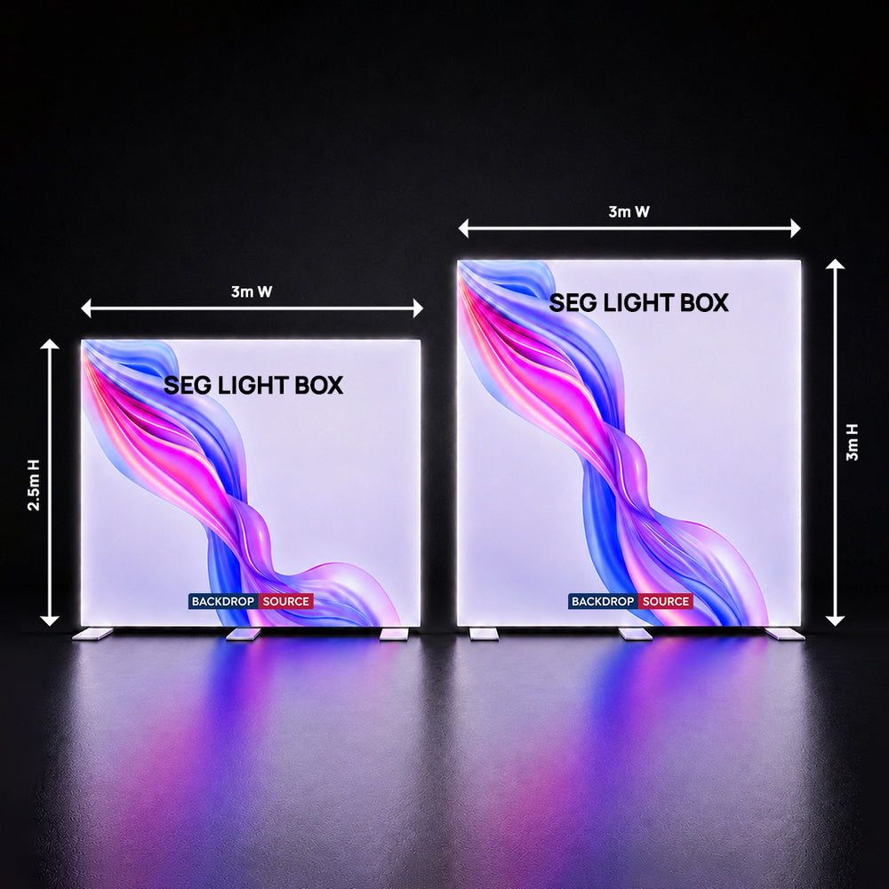 صندوق إضاءة LED من القماش SEG - عرض 3 متر × ارتفاع 2.5 متر