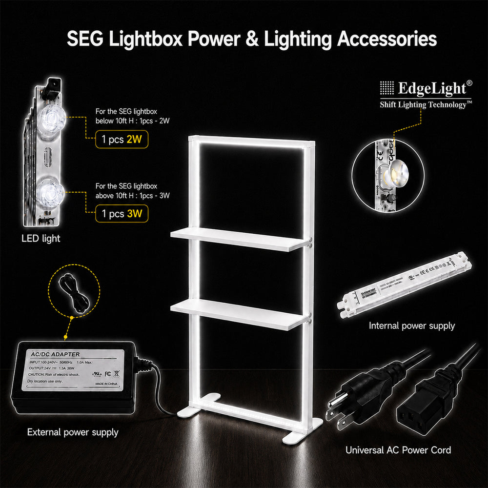 صندوق إضاءة LED مع أرفف