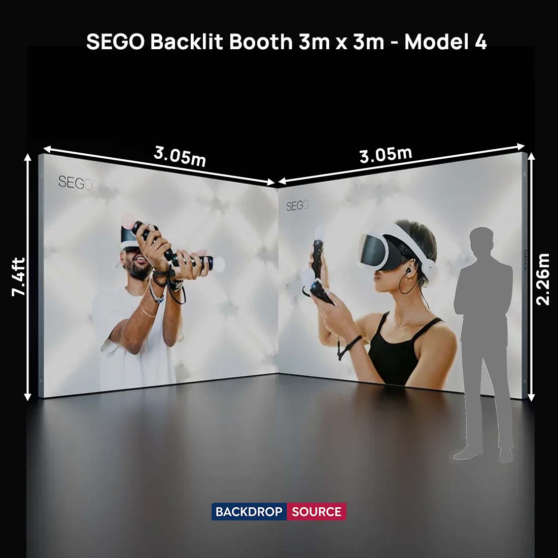 3x3m Backlit SEGO L-Shape Lightbox Wall Kit