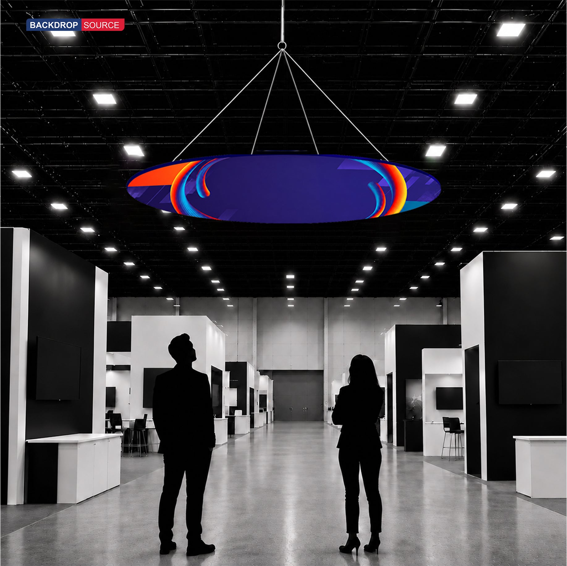 لافتة معلقة من Sky Tube Ellipse - وجهها للأسفل