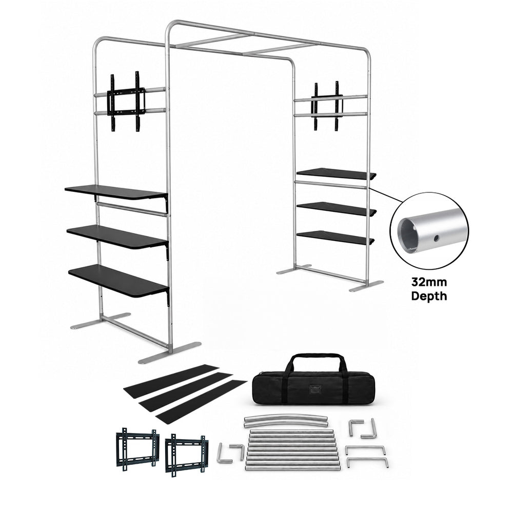 Square Arch Booth Display with Shelf & TV Mount