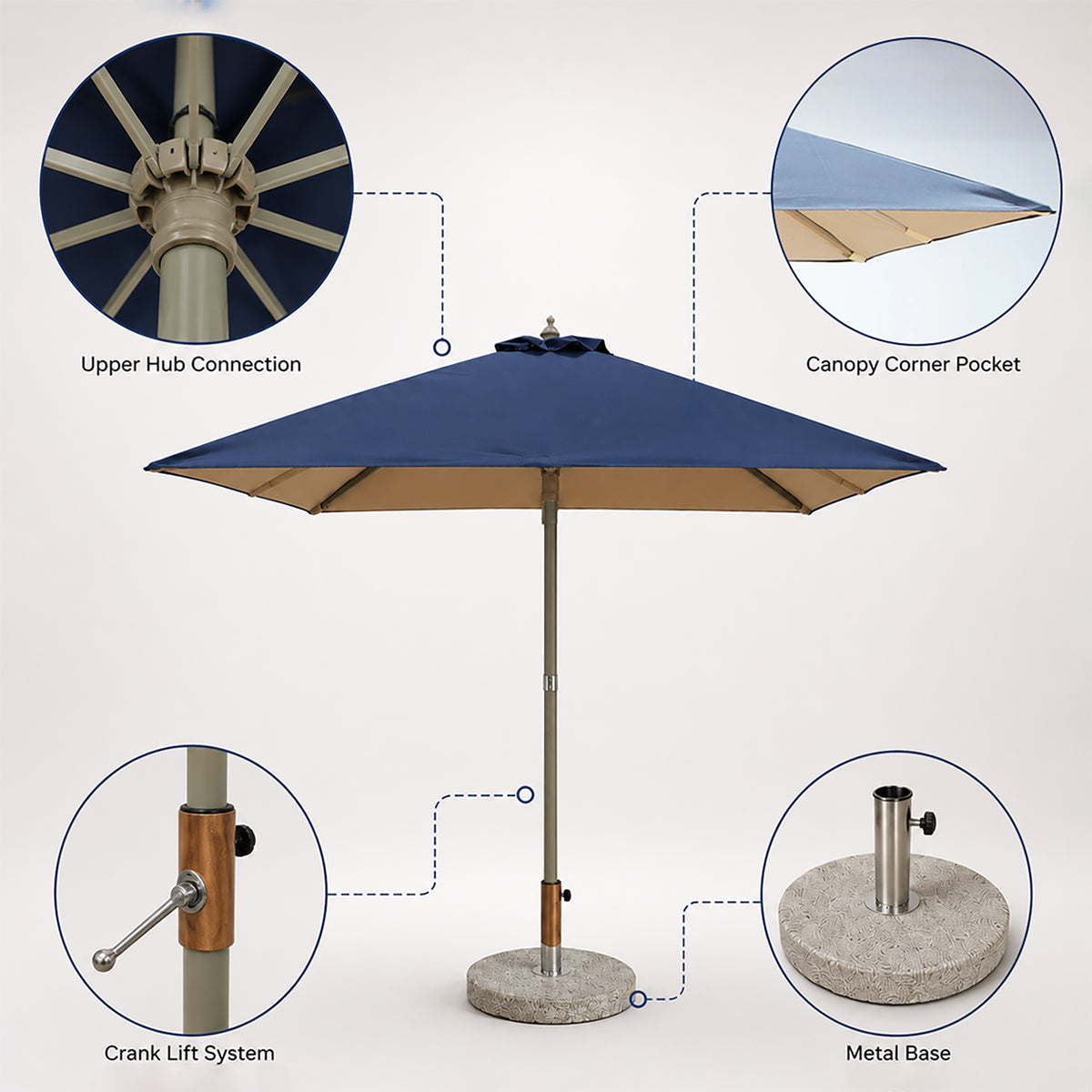 Square Patio Umbrella – 2m x 2m