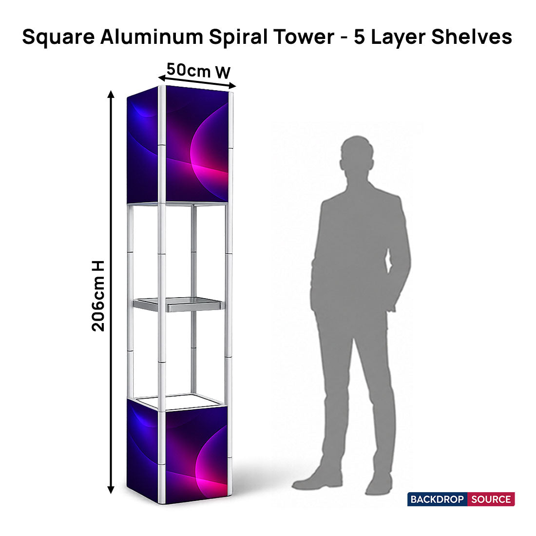 Square Portable Aluminum Spiral Tower Display