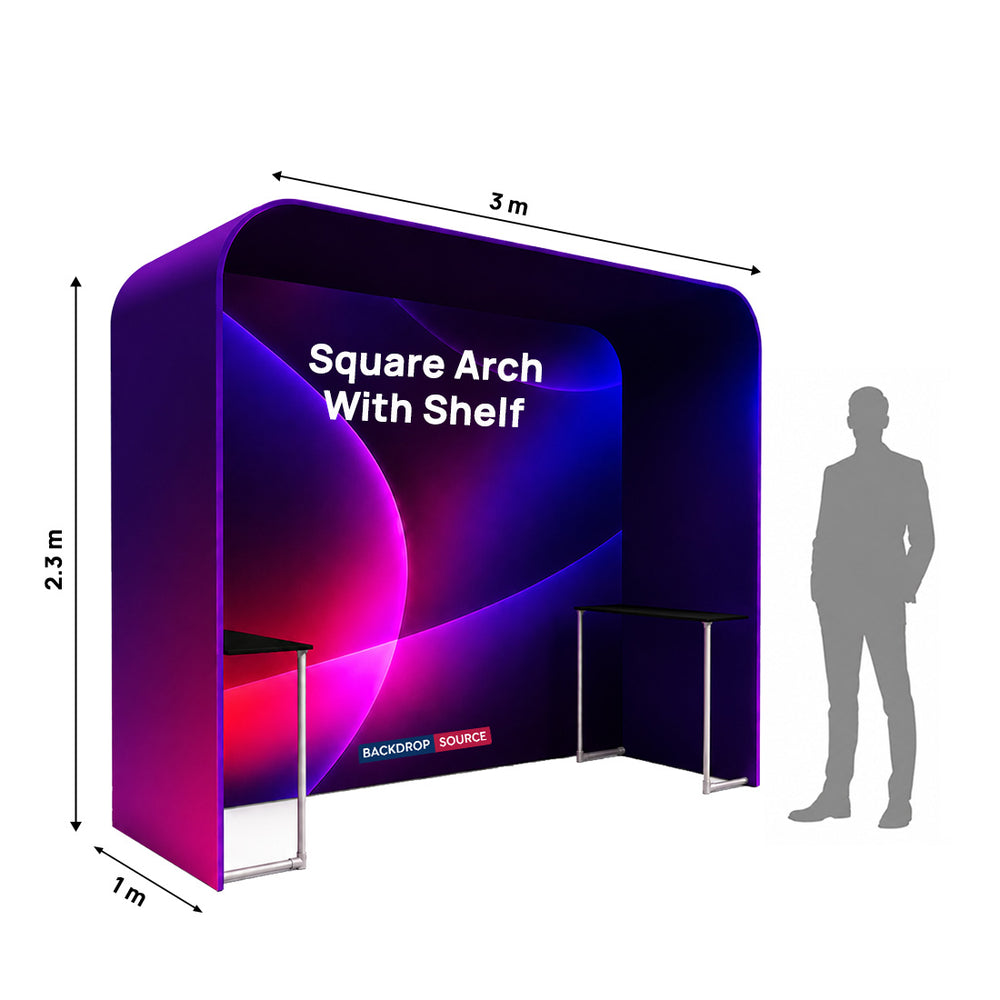 Square Arch Trade Show Booth with Shelf