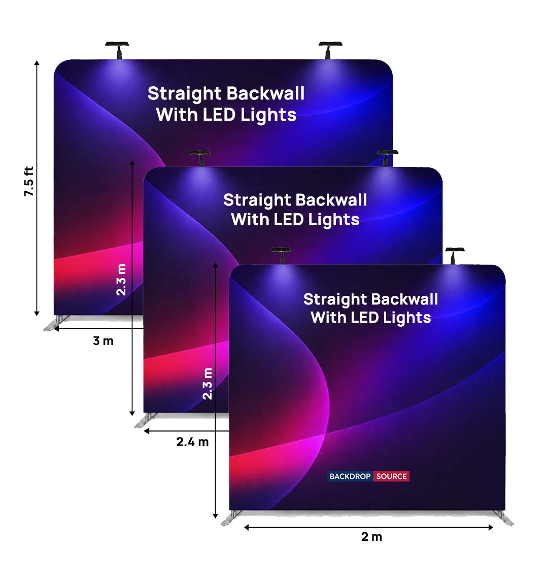 طقم حائط خلفي مستقيم مع ضوء سبوت LED