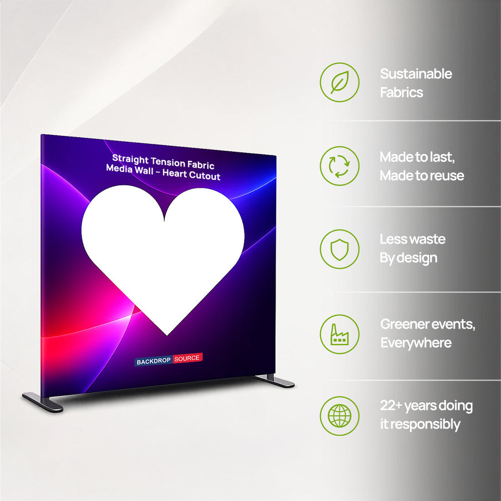 Straight Tension Fabric Media Wall – Heart Cutout