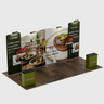 6x3m Booth Kit with Inclined Walls, 2 Counters & TV Mounts