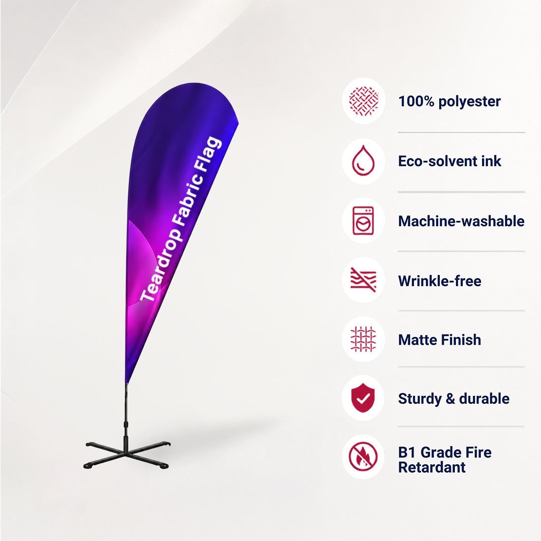 Duplex Printing Teardrop Flag with Uni-Fit Pole