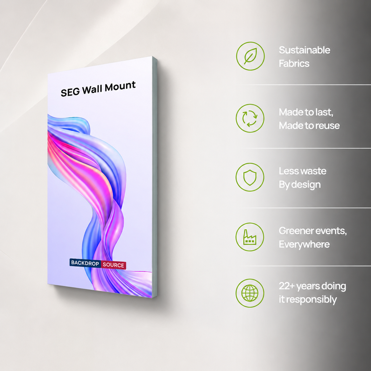 Non-Backlit Wall-Mounted SEG Fabric display - 20mm Depth