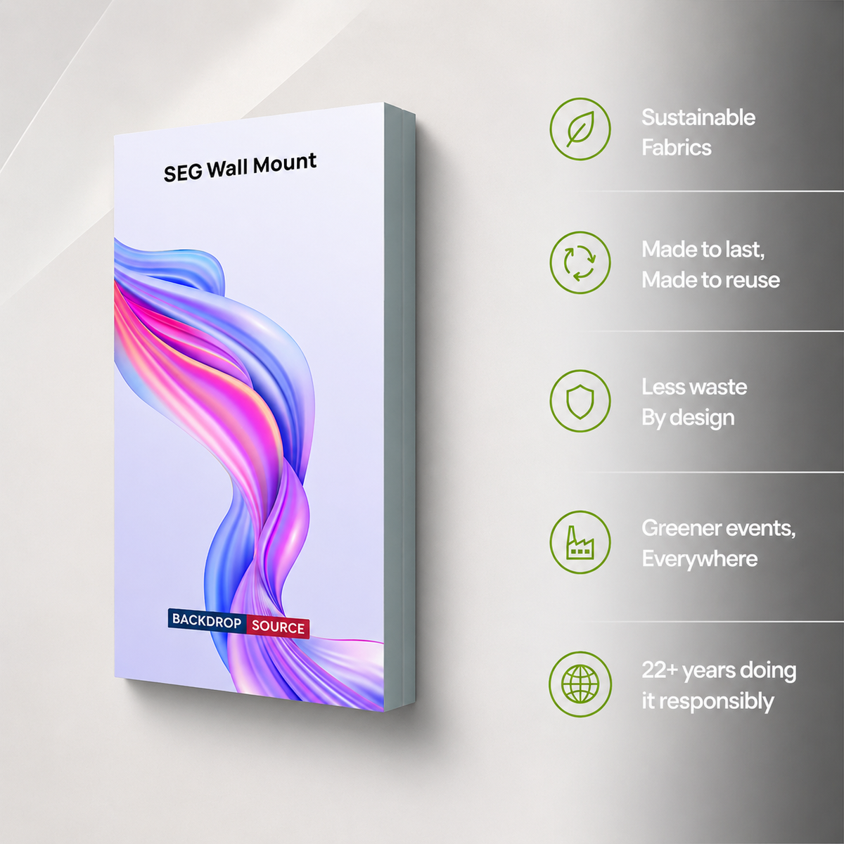 Non-Backlit Wall-Mounted SEG Fabric display - 102mm Depth