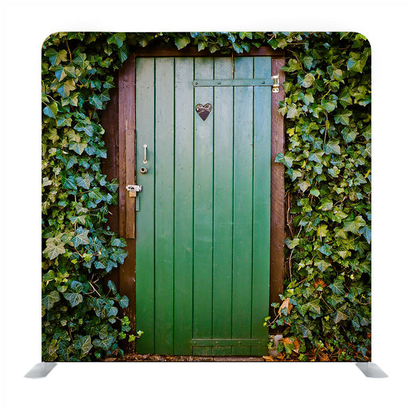 Wooden Gate Brick Wall With Green Ivy  Backdrop - Backdropsource