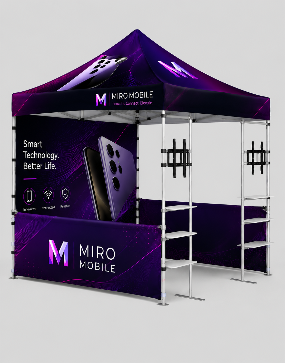 3m x 3m Canopy Kit with Shelving & TV Mounts