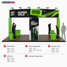6x6m Island Booth with 3D Wall Boxes, 4 Counters & iPad Stands